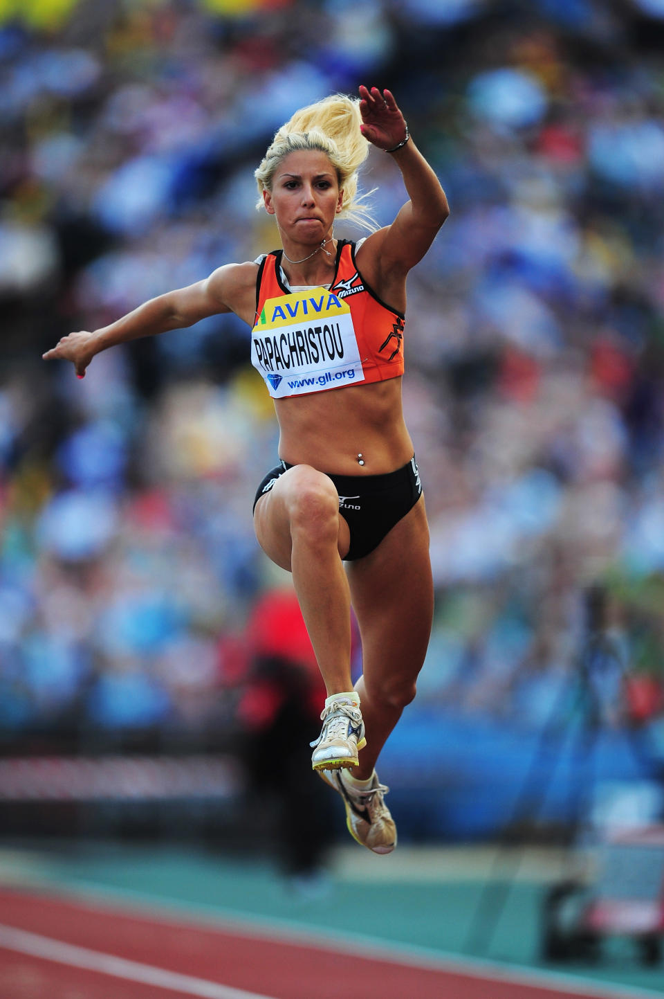 Paraskevi Papachristou of Greece competes in the Womens Triple Jump during the Aviva London Grand Prix at Crystal Palace on August 5, 2011 in London, England. (Photo by Stu Forster/Getty Images)