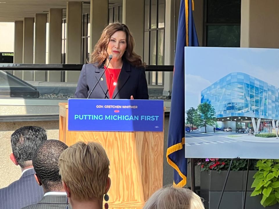 Michigan Gov. Gretchen Whitmer speaks during an event highlighting the state's budget Tuesday, July 12, 2022, at Mary Free Bed Rehabilitation in Grand Rapids, Mich.