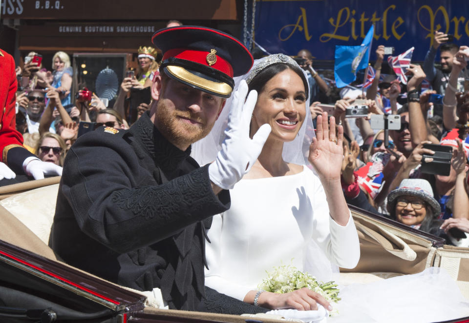 El príncipe Harry en el día de su boda con Meghan Markle (AP)