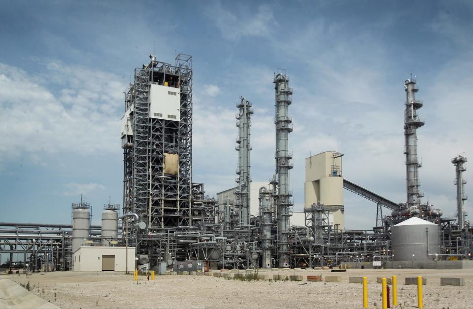 Duke Energy's new $3.5 billion coal-gasification plant in Edwardsport, shown on Wednesday, June 12, 2013, started commercial operation on June 7. The 32-story gasification tower is at left. The generating plant in Knox County near Vincennes is the largest of its kind in the world. The new plant produces 10 times as much power as the former plant at Edwardsport with 70 percent fewer environmental emissions. Charlie Nye / The Star