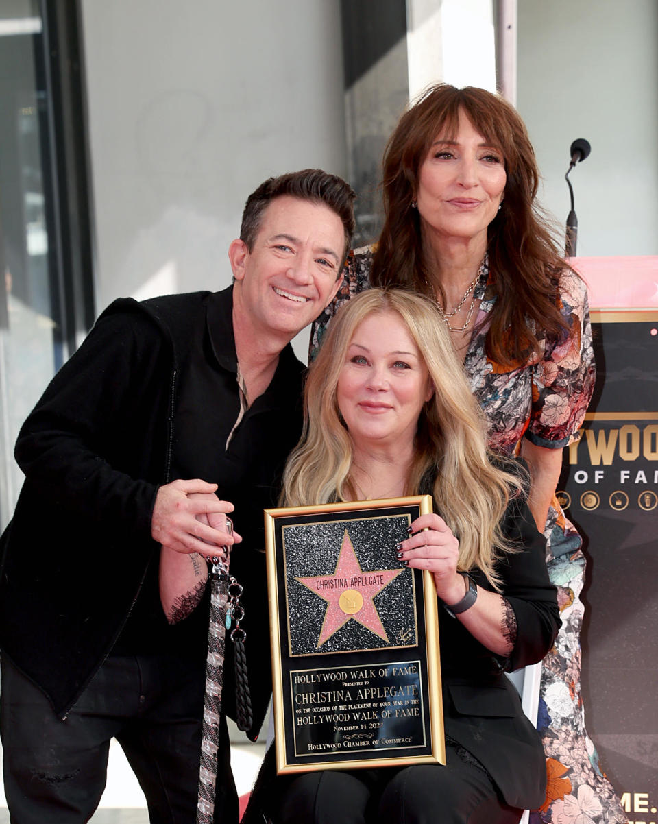 LOS ANGELES, CALIFORNIA - NOVEMBER 14: (L-R) David Faustino, Katey Sagal, and Christina Applegate pose with Christina Applegate's star during her Hollywood Walk of Fame Ceremony at Hollywood Walk Of Fame on November 14, 2022 in Los Angeles, California. / Credit: / Getty Images