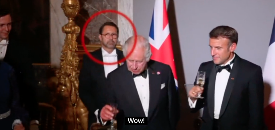 Jon Kay's doppelganger appeared on a clip of King Charles in France. (BBC)