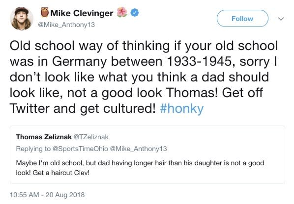 Mike Clevinger didn’t take too kindly to a guy calling him out for having hair longer than his daughter’s.