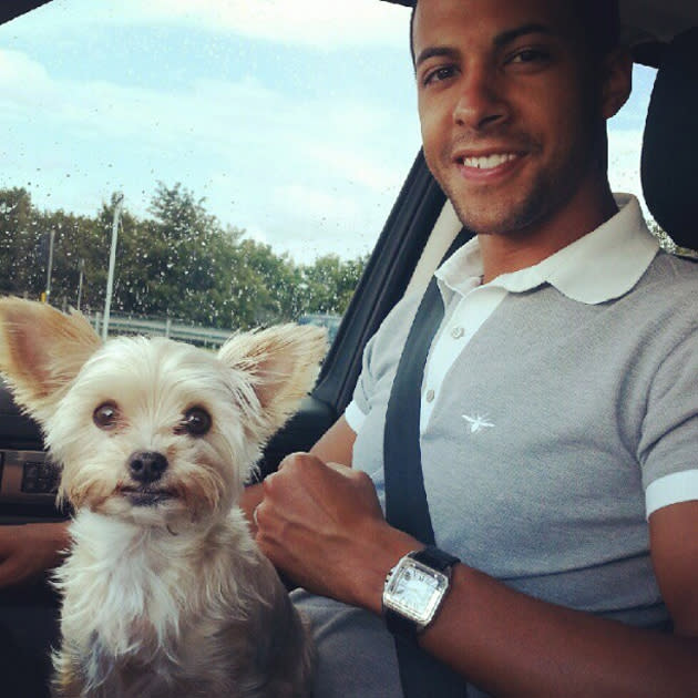 Celebrity Twitpics: The Saturdays’ Rochelle Wiseman tweeted this cute photo of her new husband, Marvin Humes, and their cute dog Tiger. We wonder whether they’ll be adding a baby to their little family any time soon?!