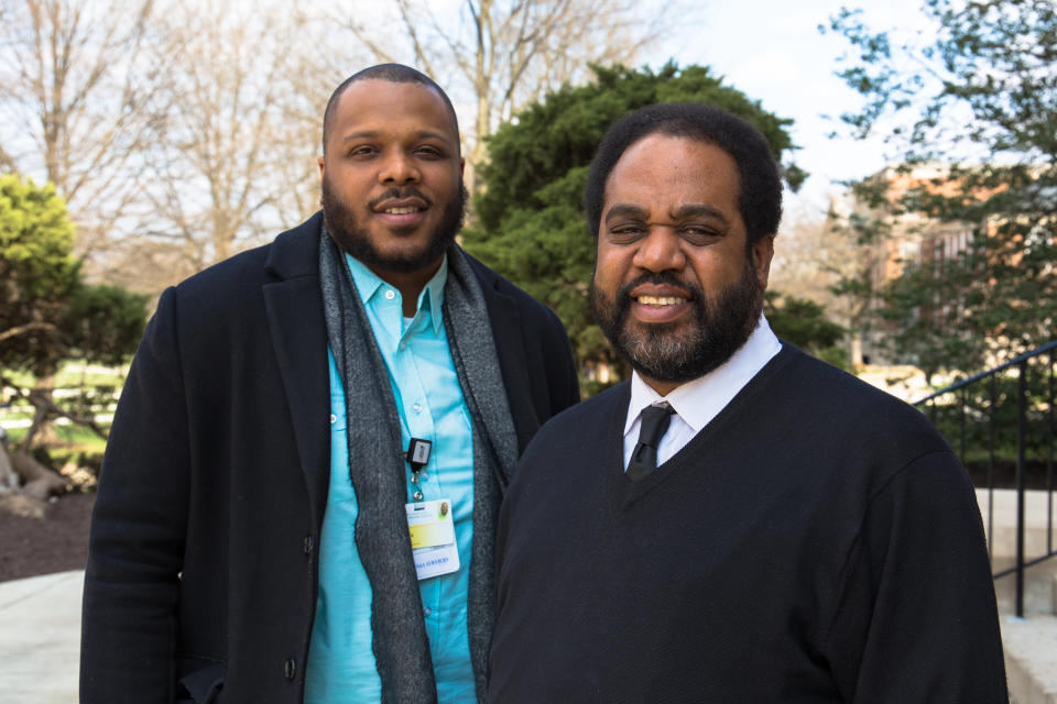 Che Bullock, left, and Joseph Richardson Jr.&nbsp;are helping patients find a path away from violence through their work at the&nbsp;Capital Region Violence Intervention Program in Maryland. (Photo: Thomas Bacho/University of Maryland)