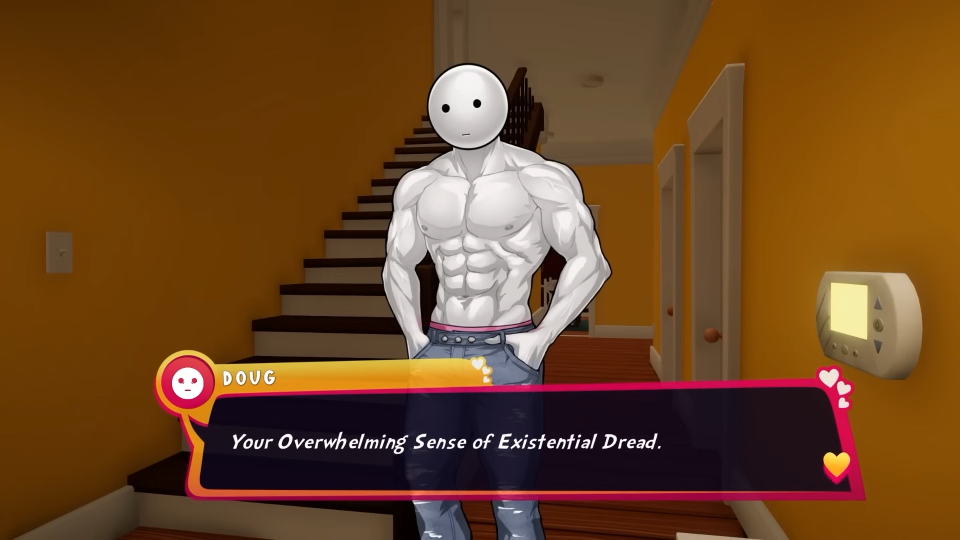 Date Everything! screenshot. A shirtless person with a generic round face named Doug stands there.