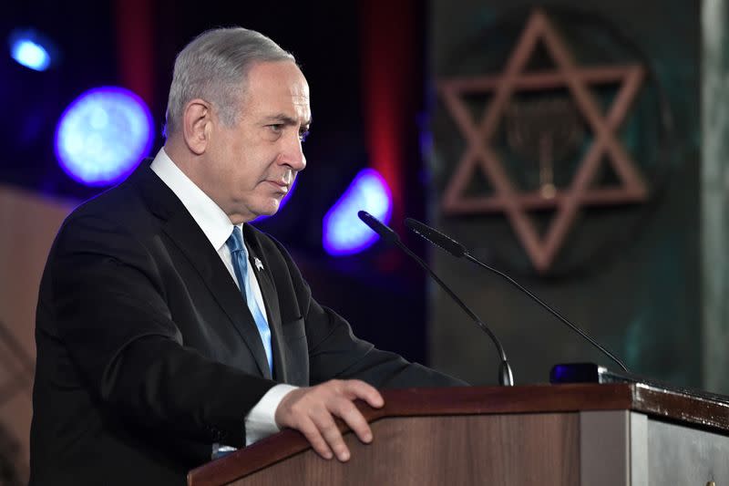 Israeli Prime Minister Netanyahu attends a ceremony inaugurating a memorial in Jerusalem