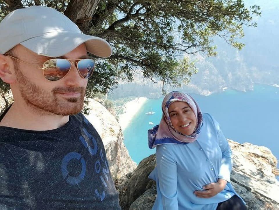 Sema Aysal and Hakan Aysal on the cliff. (Newsflash)