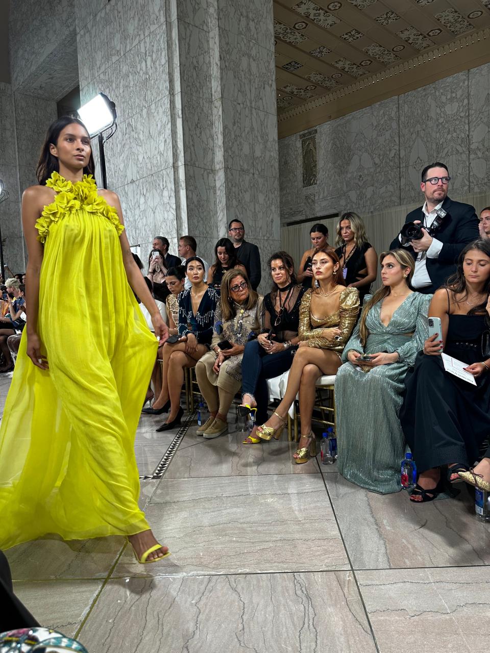 A model walks the runway at PatBo's New York Fashion Week show on September 9, 2023.