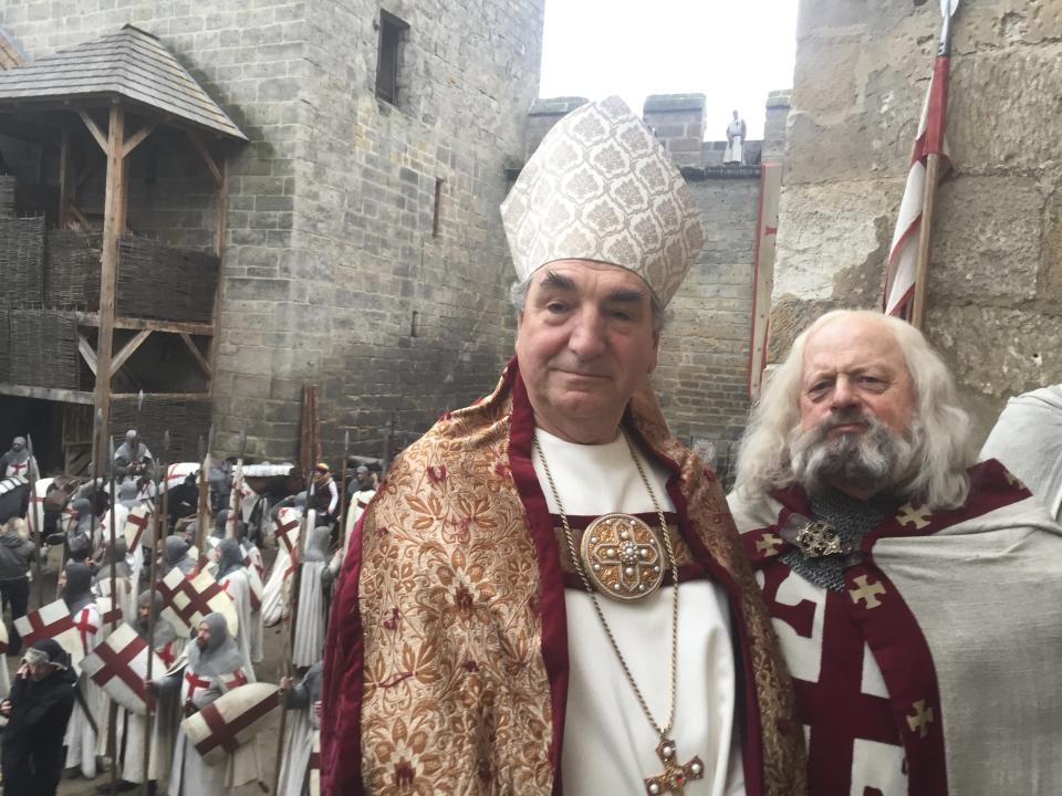 <p>Jim Carter and Bob Pugh. Two of the finest actors and gentlemen you’ll ever meet. It was an honor to get to work with these two again. We were shooting this @knightfallshow scene about an hour and a half outside of Prague, so we had to travel in every day. Jim would always share a car with me. Every morning I’d play my music until one day Jim asked me to switch it off, describing my taste in music like “Three Frenchmen pissing in a bucket.” I’ve never laughed so hard. He emailed me last week asking if my taste had improved…it hasn’t. — @tom_cullen #Knightfall #HISTORY<br>(Photo: Instagram) </p>