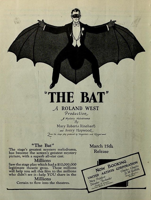 1926 poster for Avery Hopwood's play, “The Bat,” co-written with author Mary Roberts Rinehart.