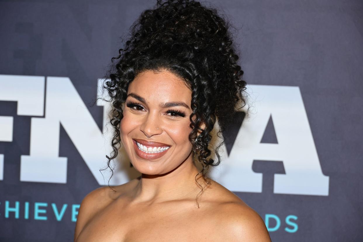 Jordin Sparks attends the 36th Annual Footwear News Achievement Awards at Cipriani South Street on November 30, 2022 in New York City.