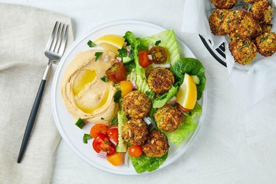 <p>Get your air fryer ready and put the oil away! This <a href="https://www.delish.com/cooking/recipe-ideas/recipes/a54231/easy-homemade-falafel-recipe/" rel="nofollow noopener" target="_blank" data-ylk="slk:falafel;elm:context_link;itc:0;sec:content-canvas" class="link ">falafel</a> is beyond easy to make. Well spiced and tender, this is our favorite way to make falafel.</p><p>Get the <strong><a href="https://www.delish.com/cooking/recipe-ideas/a35257050/air-fryer-falafel-recipe/" rel="nofollow noopener" target="_blank" data-ylk="slk:Air Fryer Falafel recipe;elm:context_link;itc:0;sec:content-canvas" class="link ">Air Fryer Falafel recipe</a>.</strong></p>