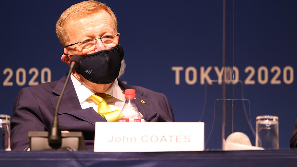 John Coates, pictured here speaking to the media during the IOC Press Conference in Tokyo.