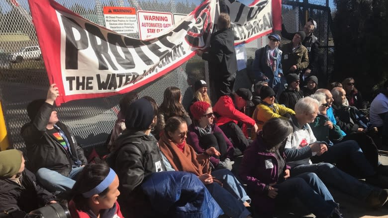 Protesters arrested at Trans Mountain pipeline protest in Burnaby, B.C.