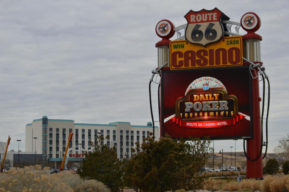 This Jan. 13, 2017 photo shows the Route 66 Casino outside of Albuquerque, N.M., along the historic Route 66. The casino and hotel was among the locations featured in "Hell or Hight Water." (AP Photo/Russell Contreras)