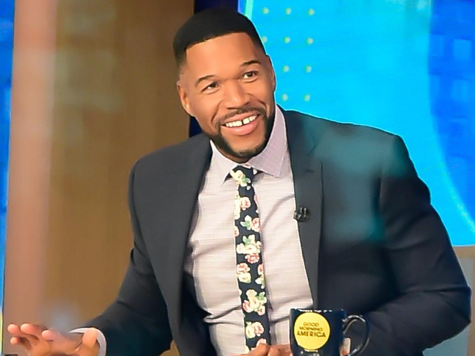 Michael Strahan is seen on set of "GMA" on November 15, 2023 in New York City.