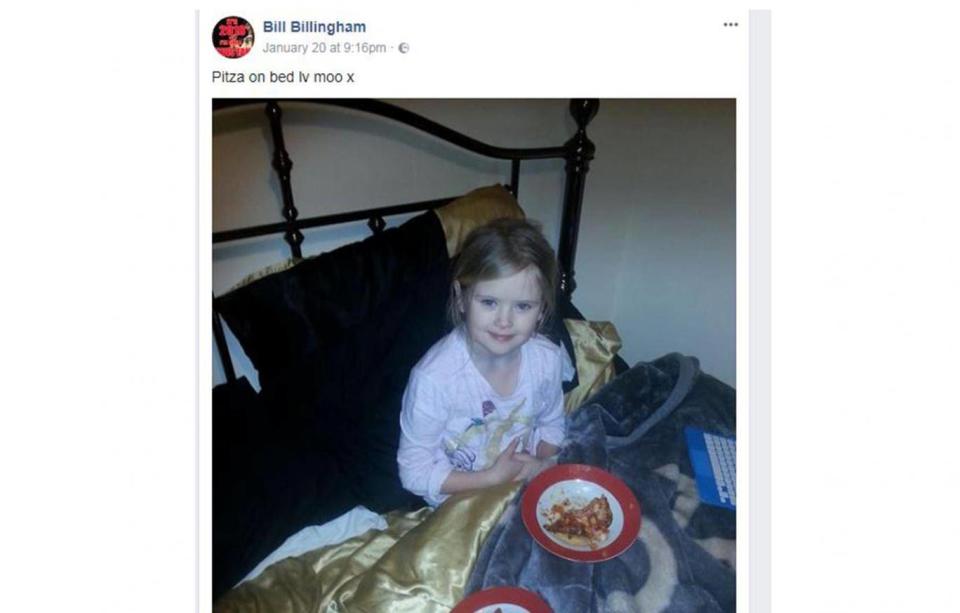 Bill Billingham posted a picture of Mylee on Facebook around an hour before she was stabbed to death (Facebook)