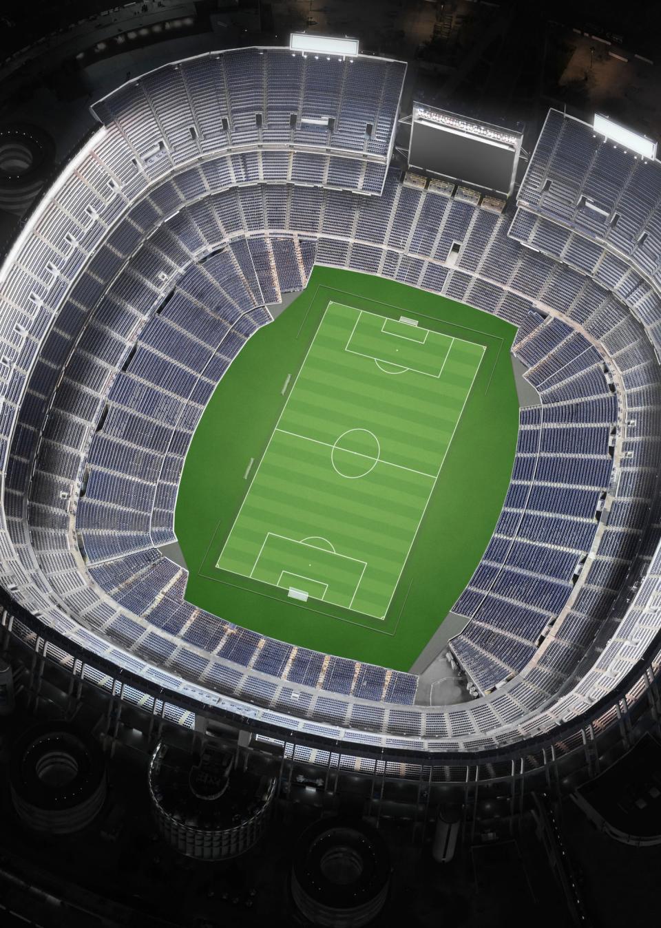 View of a football stadium from above.