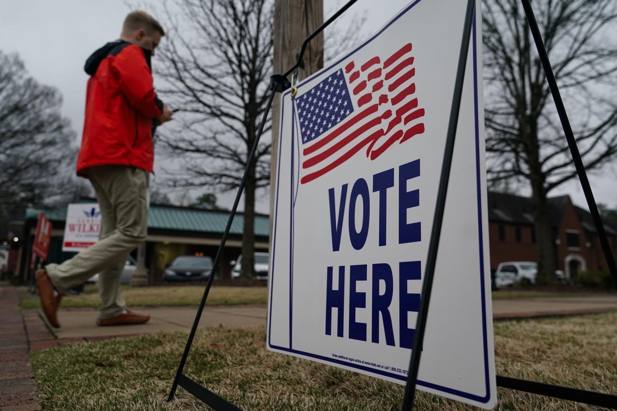 MOUNTAIN BROOK, ALABAMA - MARCH 5: A voter enters a polling place to cast their ballot in the state's primary on March 5, 2024 in Mountain Brook, Alabama. 15 States and one U.S. Territory hold their primary elections on Super Tuesday, awarding more delegates than any other day in the presidential nominating calendar. (Photo by Elijah Nouvelage/Getty Images) ORG XMIT: 776052293 ORIG FILE ID: 2054042827