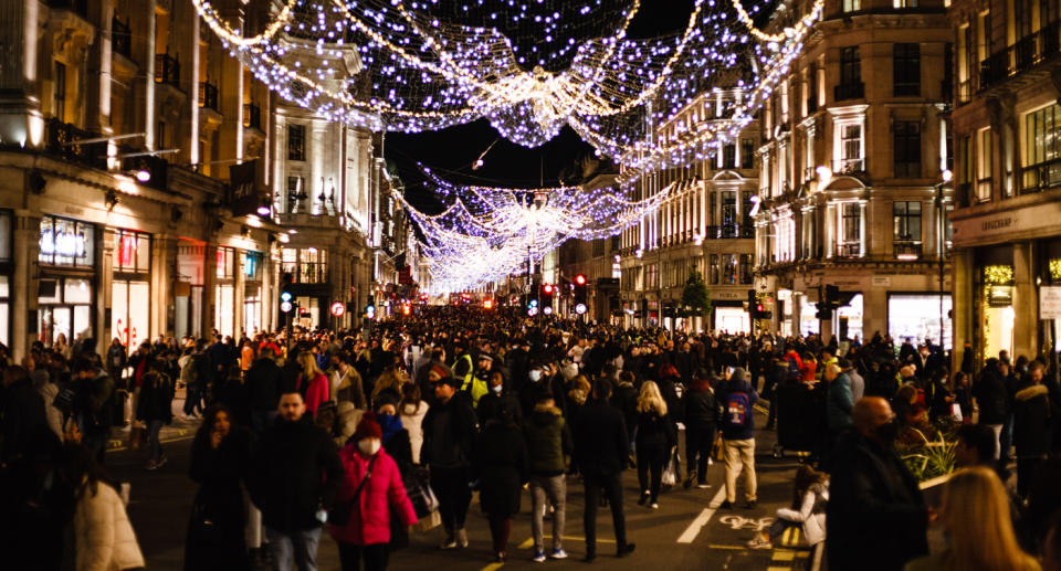 People shopping in london shopping strips