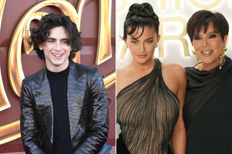 <p>Getty</p> Timothée Chalamet, Kylie and Kris Jenner