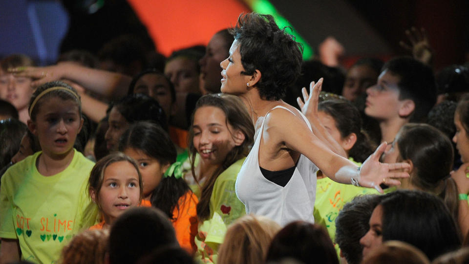 Actress Halle Berry performs onstage at Nickelodeon’s 25th Annual Kids’ Choice Awards held at Galen Center on March 31, 2012, in Los Angeles, California. (Photo by Kevork Djansezian/Getty Images)