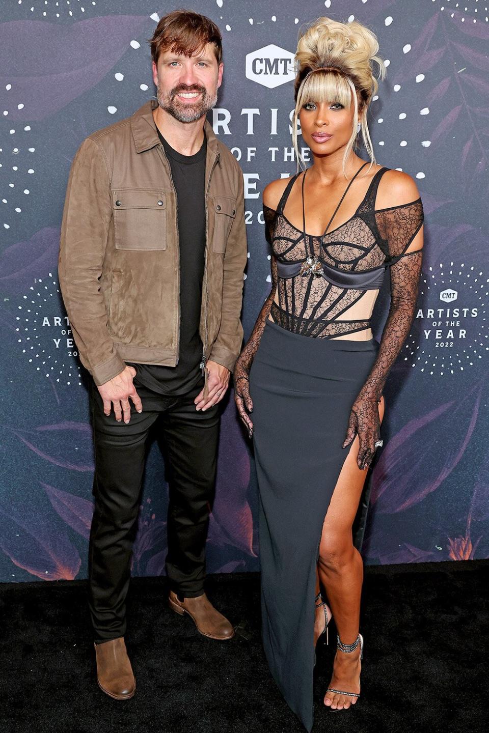 NASHVILLE, TENNESSEE - OCTOBER 12: Walker Hayes and Ciara attend the 2022 CMT Artists Of The Year at Schermerhorn Symphony Center on October 12, 2022 in Nashville, Tennessee. (Photo by Terry Wyatt/Getty Images)
