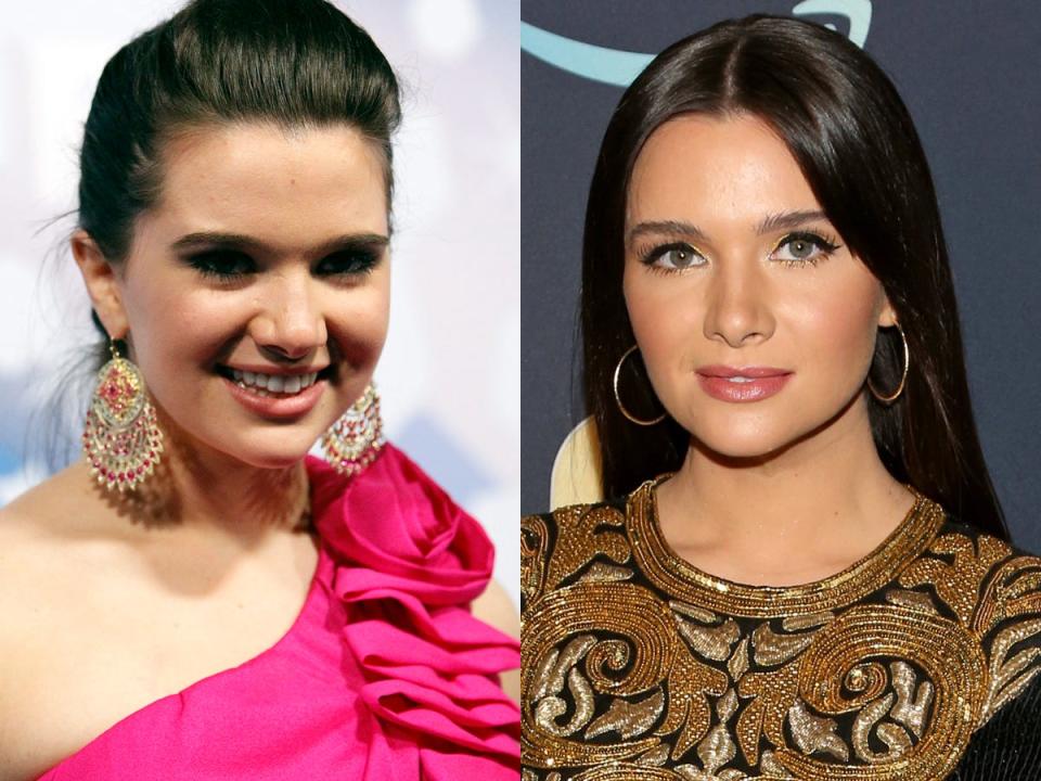 katie stevens during her american idol run and on a red carpet in 2022