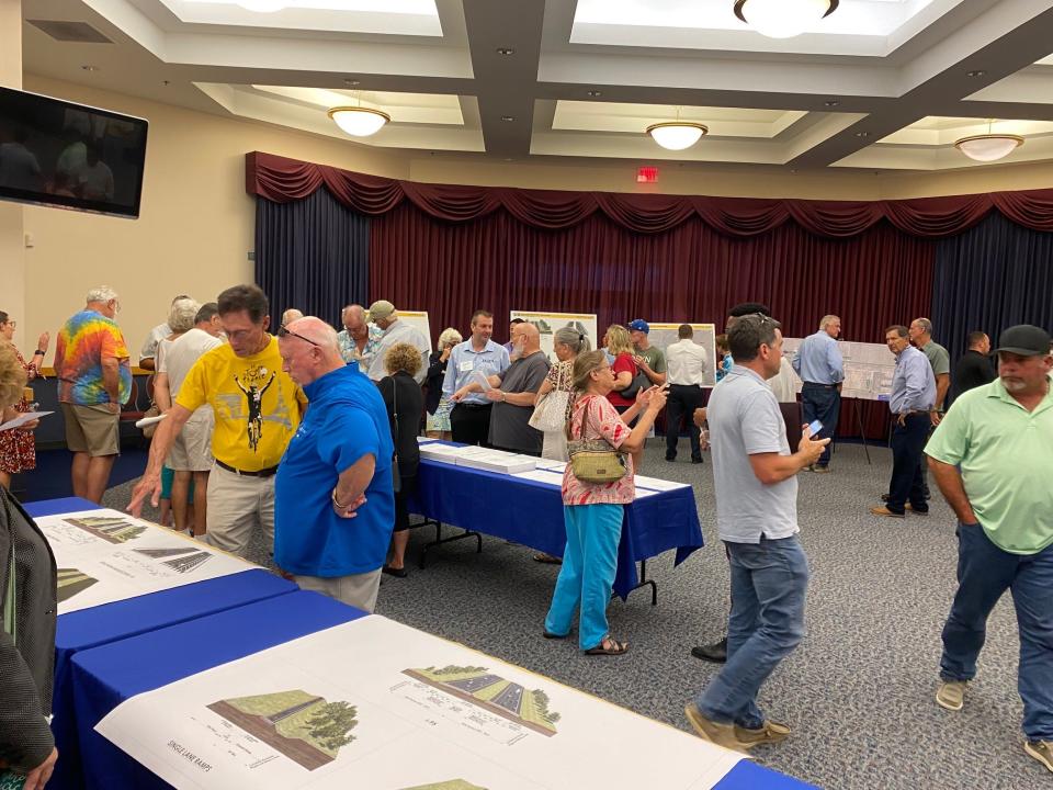 About 20 Indian River County residents attend a public FDOT meeting to discuss the planned I-95 interchange at Oslo Road, Wednesday, August 17, 2022.