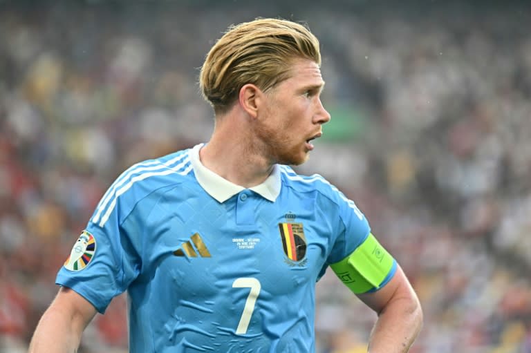 Kevin De Bruyne durante el empate con Bélgica ante Ucrania que clasificó a su equipo para octavos de final de la Eurocopa. En Stuttgart (Alemania), el 26 de junio de 2024 (Fabrice COFFRINI)