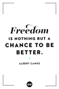 <p>Freedom is nothing but a chance to be better.</p>