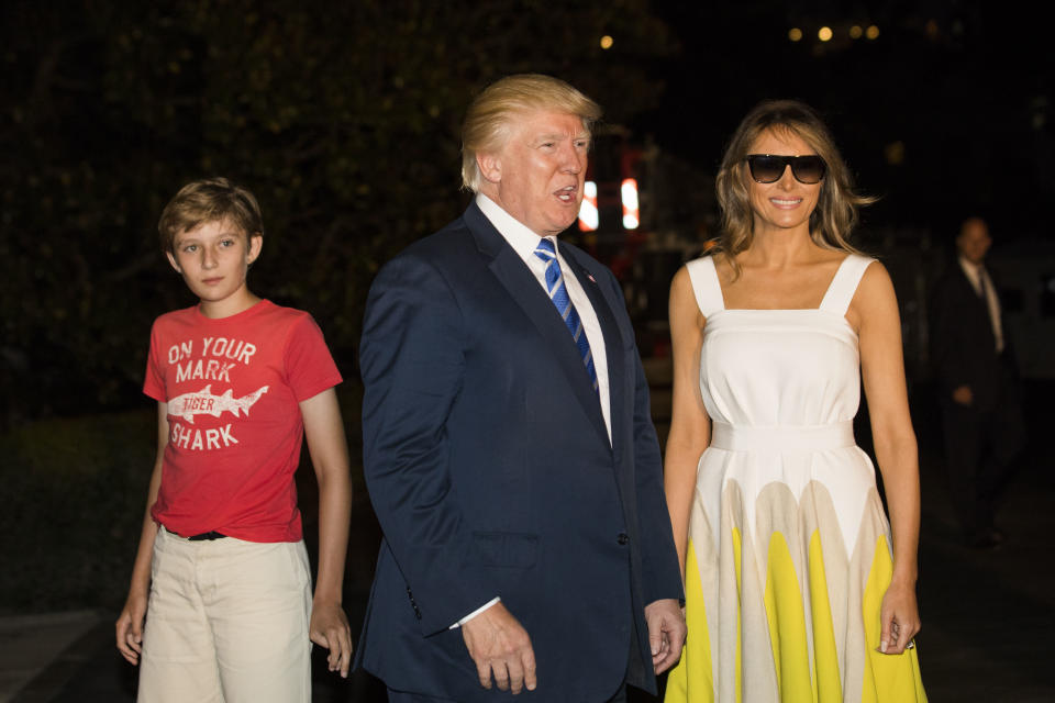 Barron Trump, Donald Trump and Melania Trump