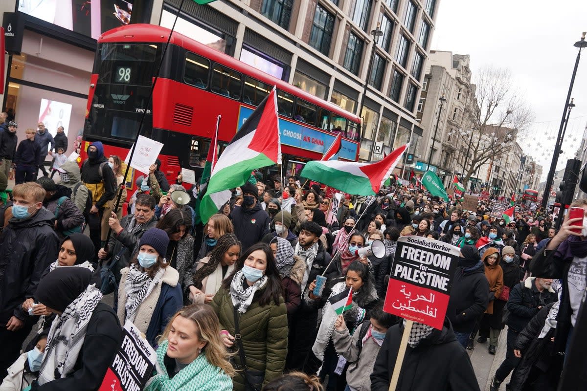 A pro-Palestine demonstration on Oxford Street last December (Lucy North/PA Wire)