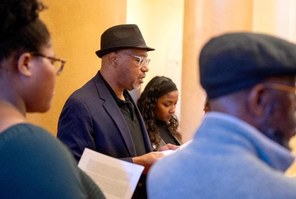 Gary King speaks during the read-in for racial justice inside Old Main on Tuesday, April 16, 2024. King along with fellow Penn State faculty delivered a letter to President Neeli Bendapudi’s office. Abby Drey/adrey@centredaily.com