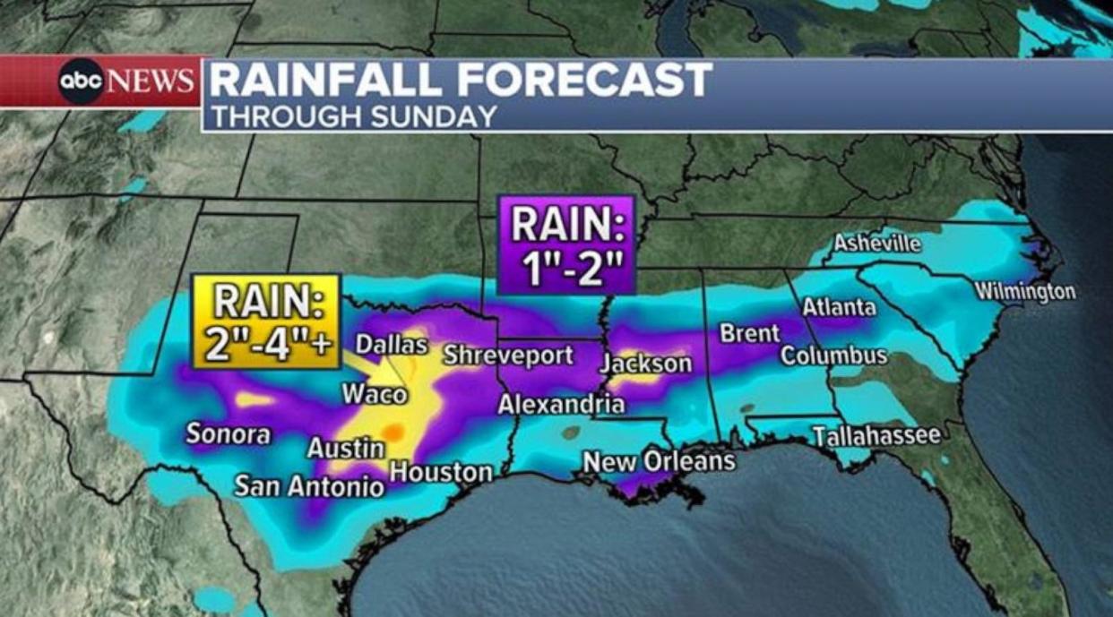 PHOTO: rainfall forecast weather graphic (ABC News)