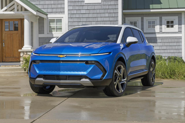 This photo provided by General Motors shows the 2024 Chevrolet Equinox EV, an upcoming electric compact SUV with an estimated range of up to 300 miles. (Courtesy of General Motors via AP)