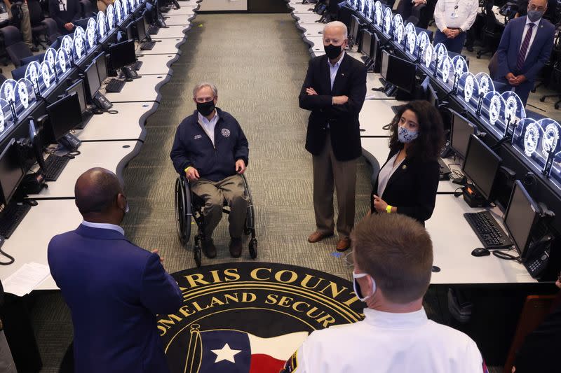 U.S. President Joe Biden tours Harris County Emergency Operations Center, in Houston, Texas