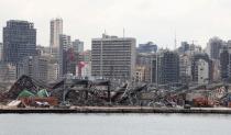 A view of the damaged site following the explosion at Beirut port