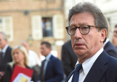 New Ferrari's CEO Louis Carey Camilleri arrives at the memorial service held in honor of former CEO Sergio Marchionne in Turin, Italy, September 14, 2018. REUTERS/Massimo Pinca