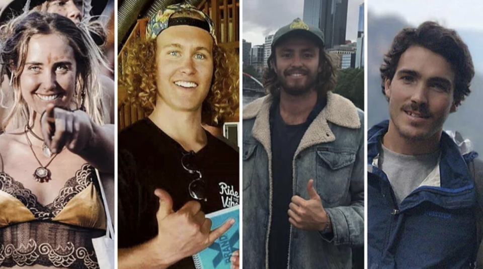 Steph Weisse, Jordan Short, Elliot Foote and Will Teagle were missing in Indonesian waters. Source: 9News