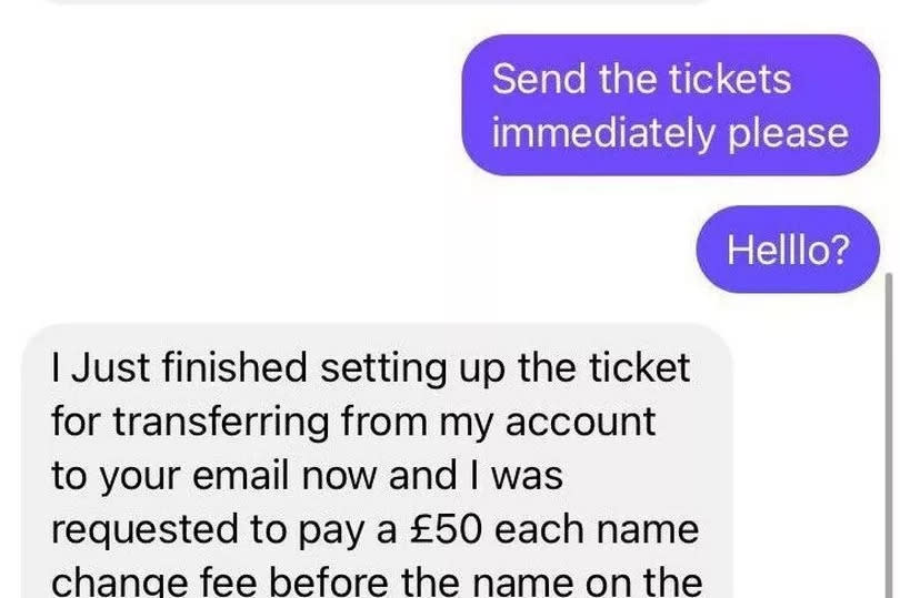 Messages from the scammer -Credit:Aimee Brough