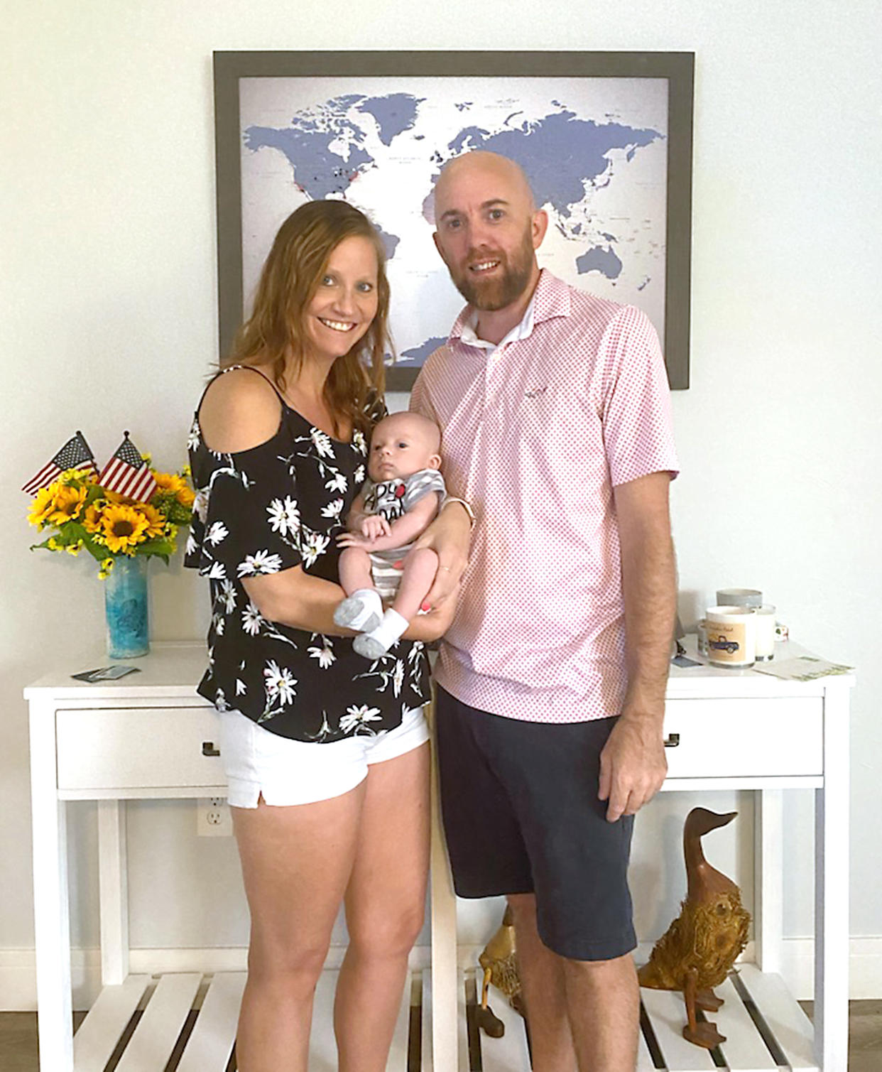 Callie Brown and Chad Duckwall escaped their home during Hurricane Ian with their newborn baby and their cat. (Courtesy Callie Brown)