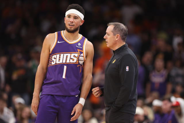 Suns star Devin Booker out vs. Pistons with a right calf strain, latest in  string of injuries - Yahoo Sports
