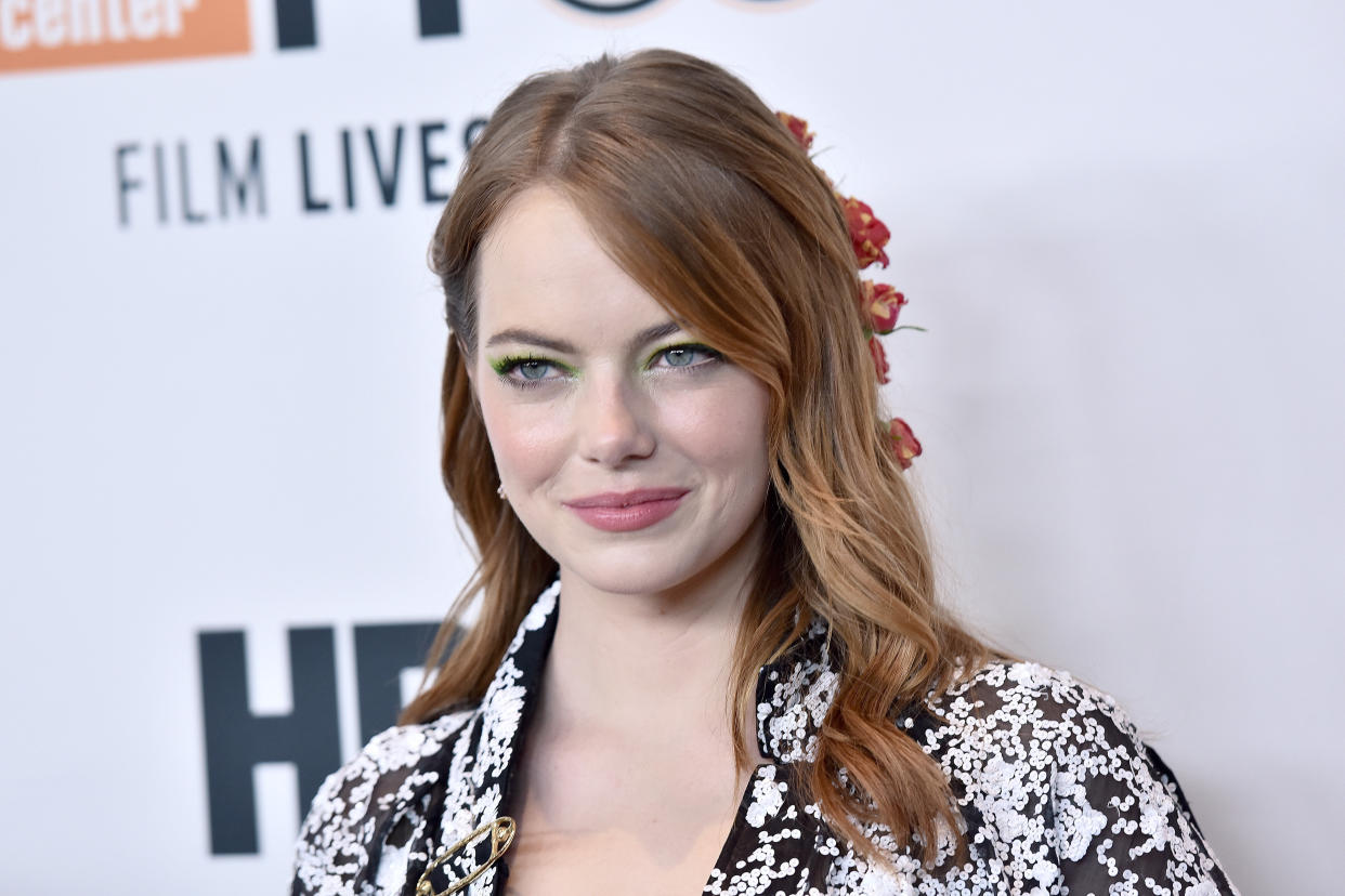 Emma Stone attends the premiere of 'The Favourite' on opening night of the 56th New York Film Festival. (SIPA USA/PA Images)