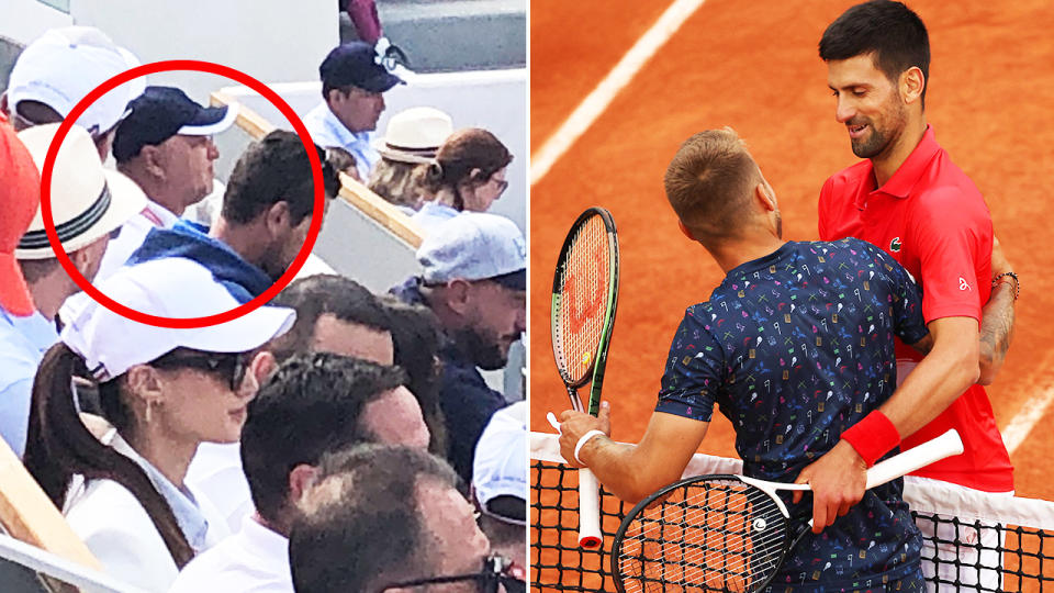 Marian Vajda, pictured here in Alex Molcan's box for his clash with Novak Djokovic at the French Open.