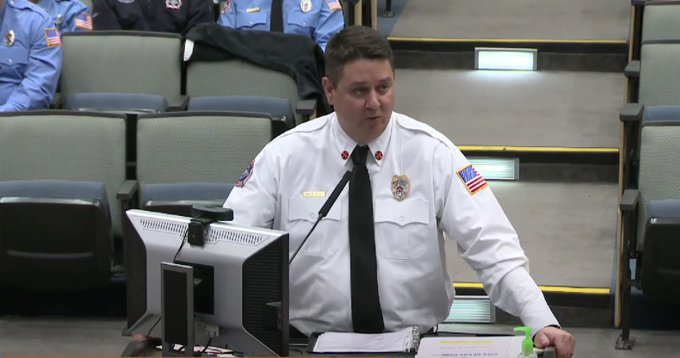 Battalion Chief Mathew Hiles addressed the Las Cruces City Council on Feb. 13, 2023. Hiles will oversee LIGHT.