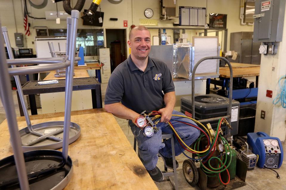 Derek Dagesse, an HVAC instructor at Assabet Valley Regional Technical High School in Marlborough, says the most rewarding part of teaching is seeing his students achieve success, July 19, 2022.