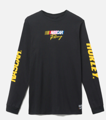 long sleeve black hurley x nascar tee