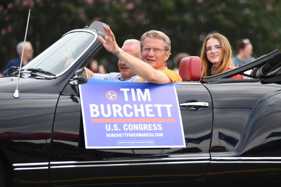 U.S. Rep. Tim Burchett is seen in the Farragut Independence Day Parade on Kingston Pike, Tuesday, July 4, 2023.